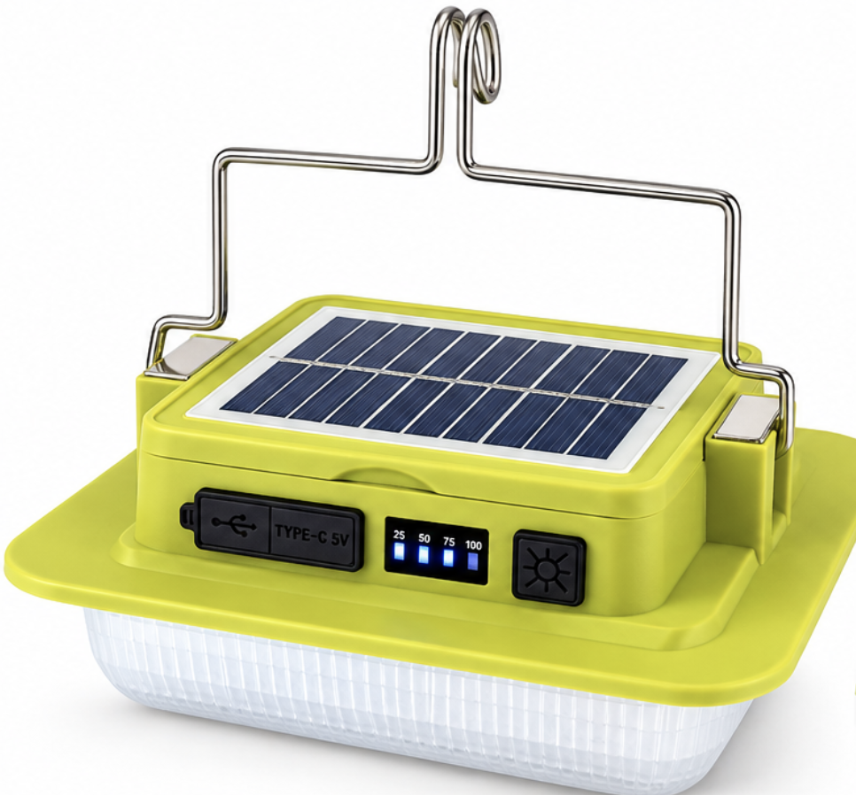 Lampa LED Camping 229L SMD cu Panou Solar Power Bank USB si carlig